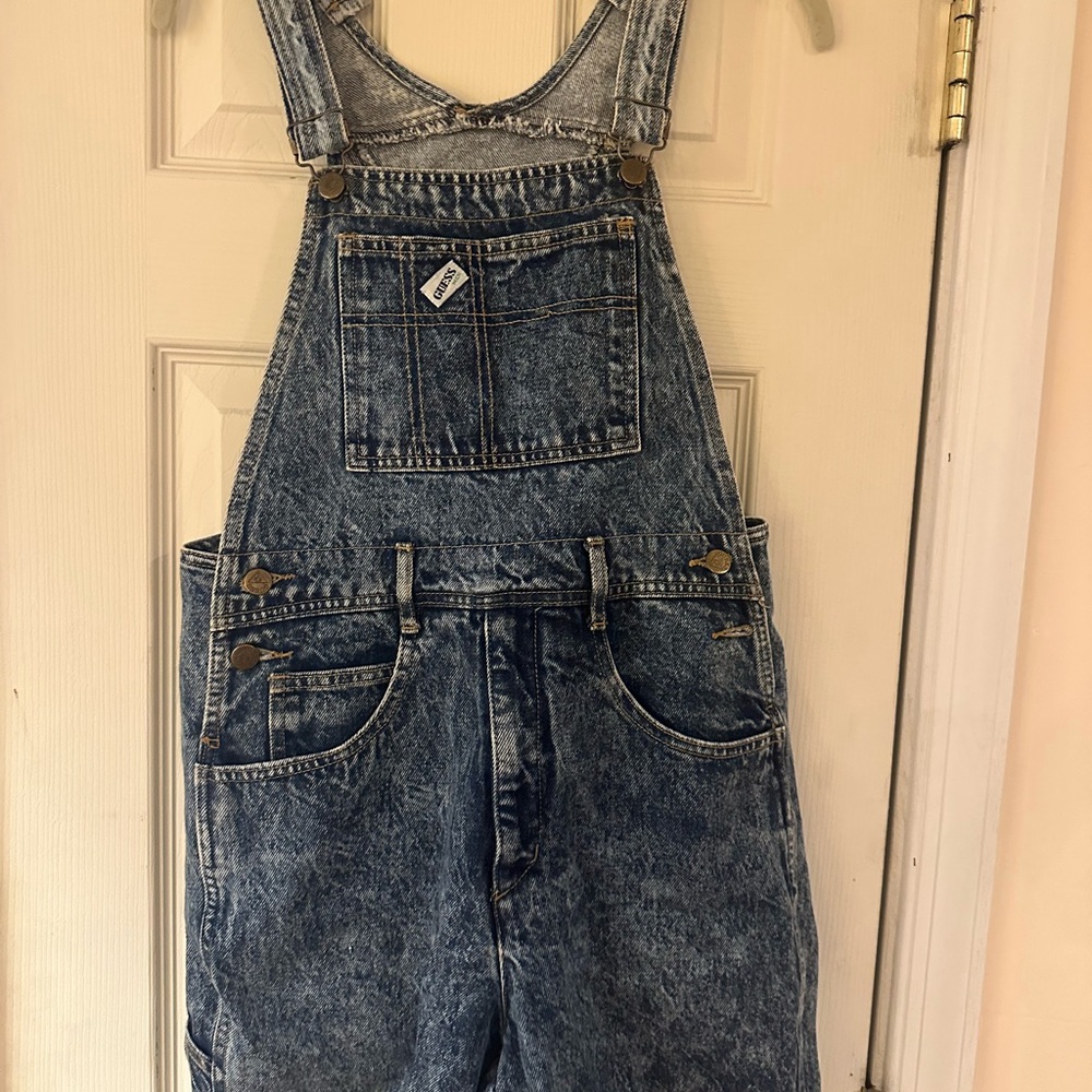 Guess Stonewashed Denim Overalls